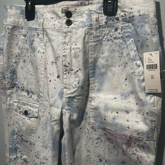 By Anthropologie The Wanderer Watercolor Cargo Utility Pants 28 NWT - Picture 4 of 11